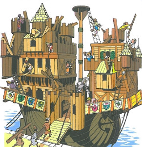 Ritter Runkels Burgenschiff, aus: MOSAIK "Die schwimmende Burg"
